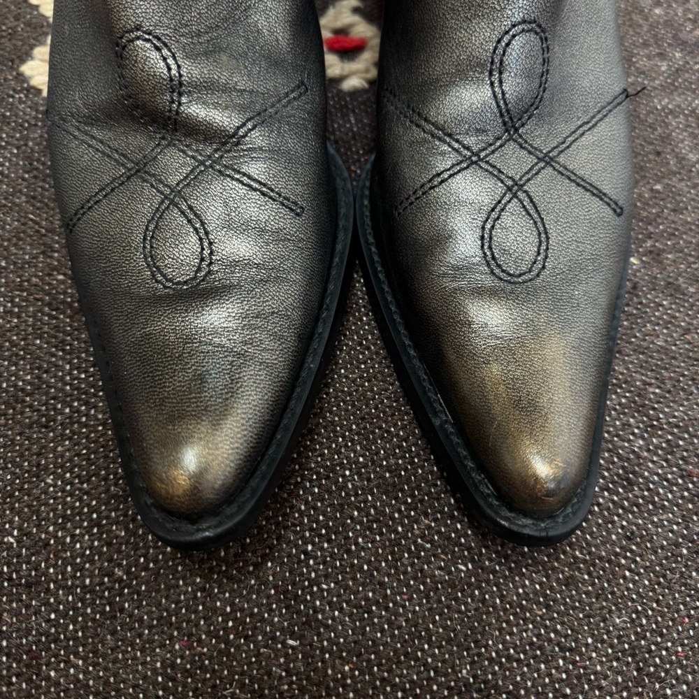 Franco Sarto Western Boots Metallic Bronze Leather Mid-Calf Cowboy Sz 8M - Picture 4 of 13